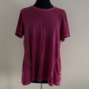 LOGO by Lori Goldstein Short Sleeve Top - Sun Faded Raspberry GUC Size Xl